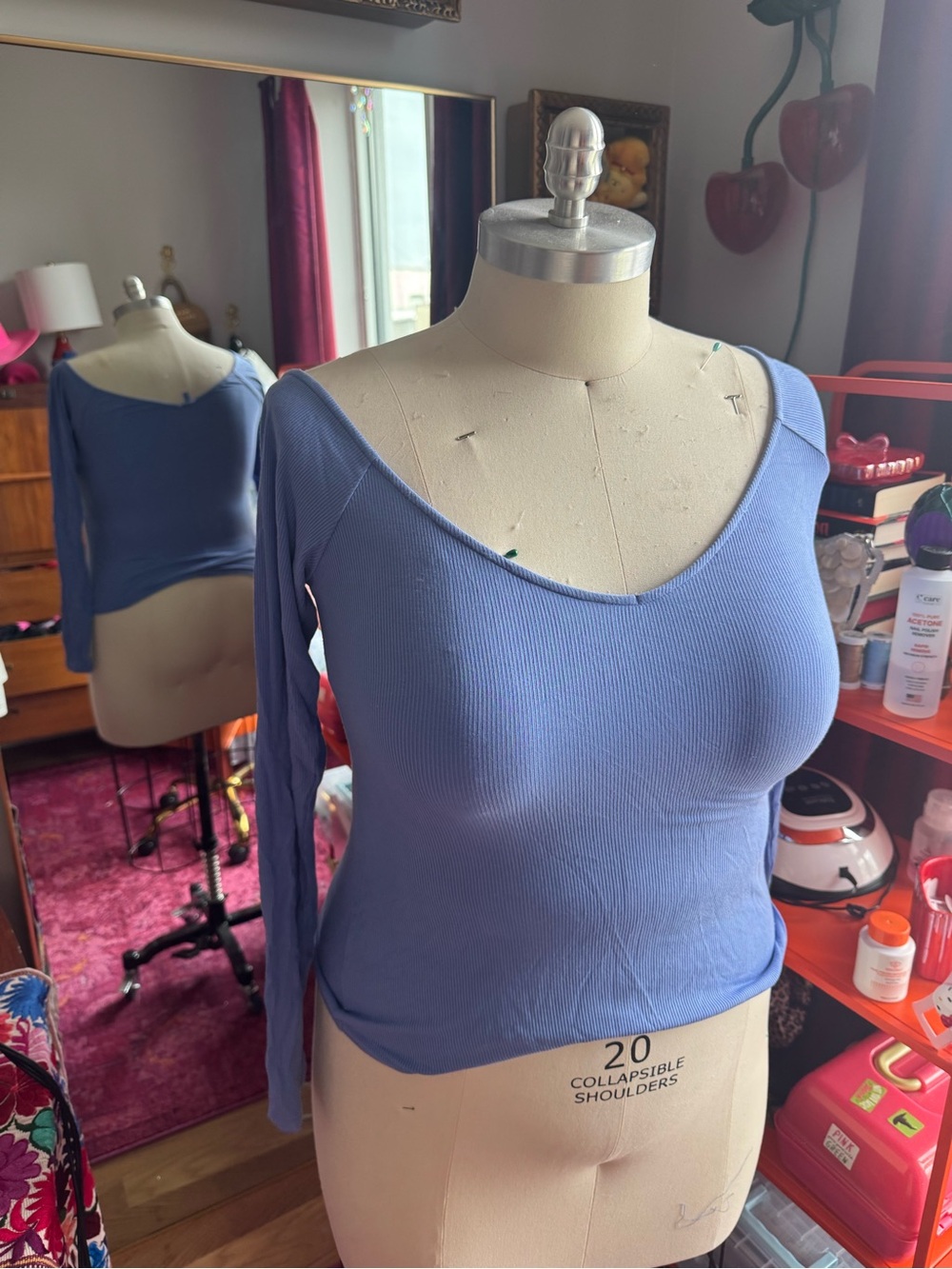 SKIMS Soft Lounge V-Neck Long Sleeve Top - Periwinkle